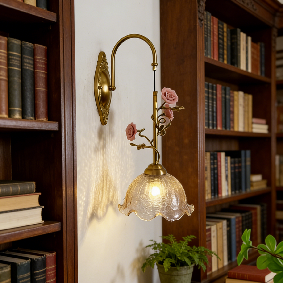 Vintage Rose Crystal Wall Lamp