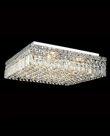 20'' Square Flush Mounted Chandelier Crystal Ceiling Light