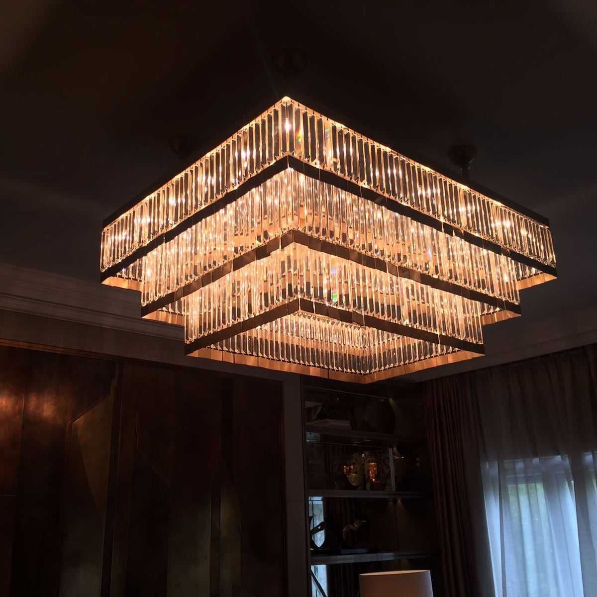 39X51 Inch Rectangle Flush Mounted Modern Gold Chandelier for Dining Room