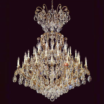 41 Lights Antique Brass Chandelier 60X71 Inch Large Wrought Iron Crystal Chandelier for High Ceilings