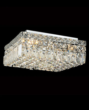 16'' Square Flush Mounted Chandelier Crystal Ceiling Light
