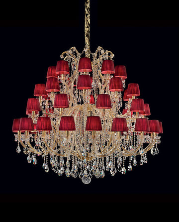 50 Lights Tiered Chandelier 63X61 Inch Large Gold Crystal Chandelier Lighting