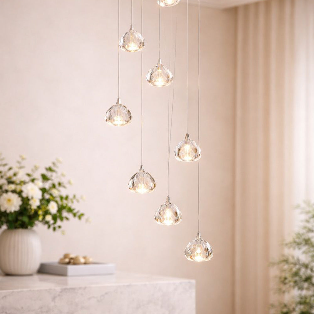 Silver Crystal Diamond Waterfall LED Chandelier