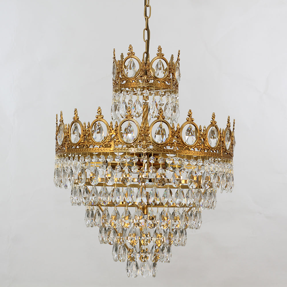 18 Inch Small Crystal Chandelier for Extrance Empire Style Brass Chandelier