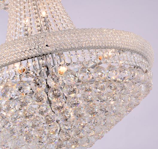 48X86 Inch 42 Lights French Empire Chrome K9 Crystal Chandelier for High Ceilings