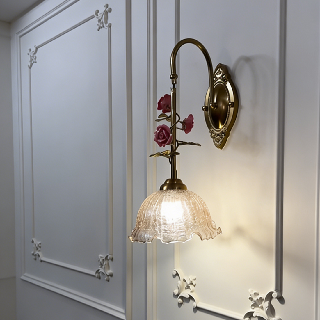 Vintage Rose Crystal Wall Lamp