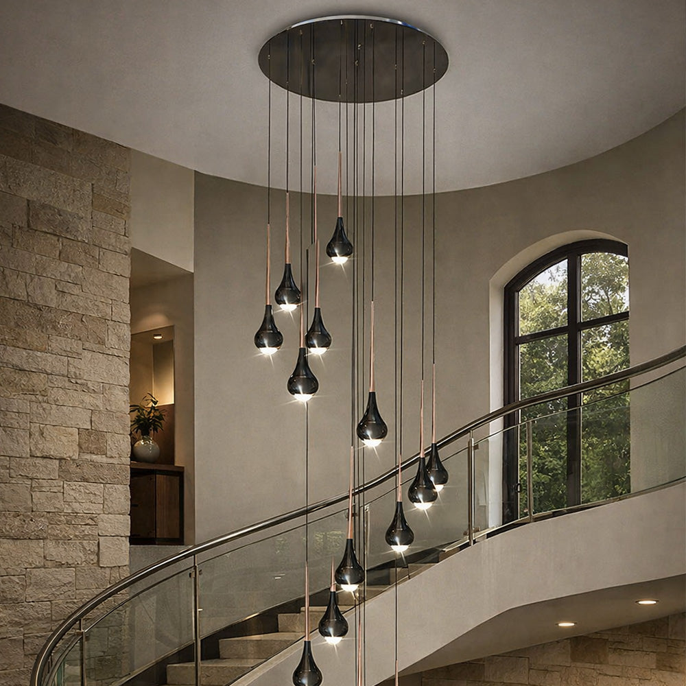 Raindrop-Shaped LED Stair Pendant Light