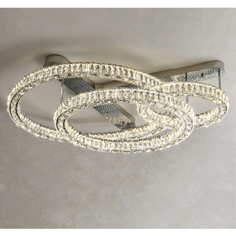 2/ 3 Rings Flush Mount Living Room Chandelier Crystal Bedroom Ceiling Light Fixture-Chandeliers-Kavker-Style C/ D23.6"+D15.8"+D11.8"-White Light-Kavker