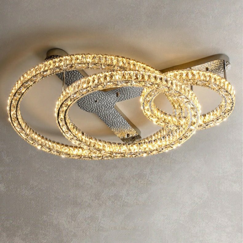 2/ 3 Rings Flush Mount Living Room Chandelier Crystal Bedroom Ceiling Light Fixture-Chandeliers-Kavker-Kavker