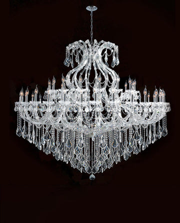 71X59 Inch Extra Wide Chandelier 49 Lights Big Chrome Maria Theresa Crystal Chandelier For Dining Room