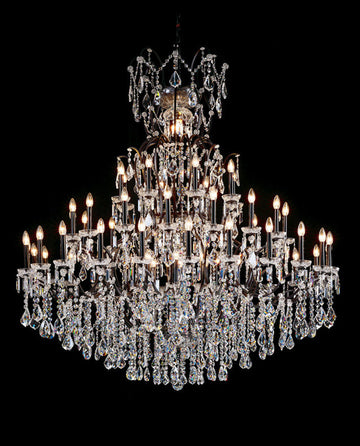 63x71 Inch Big Antique Wrought Iron Crystal Chandelier 48 Lights Luxury Bronze Foyer Lighting