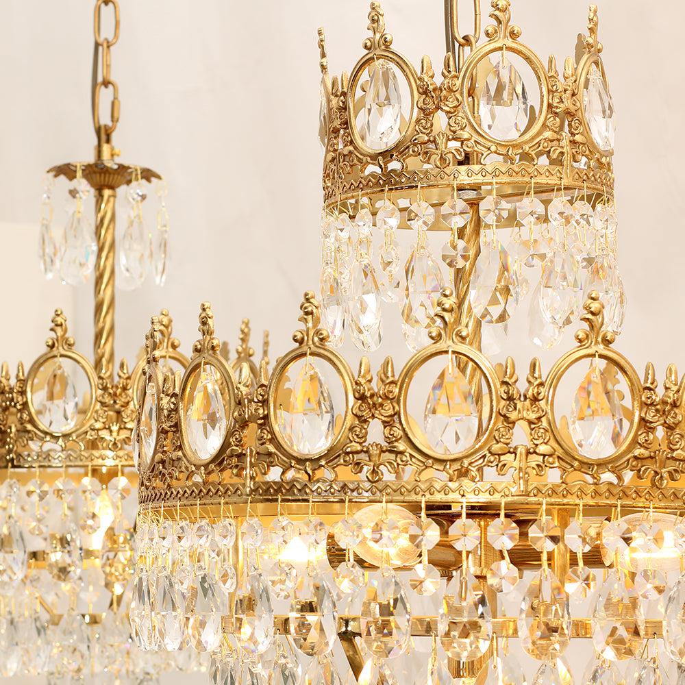 18 Inch Small Crystal Chandelier for Extrance Empire Style Brass Chandelier