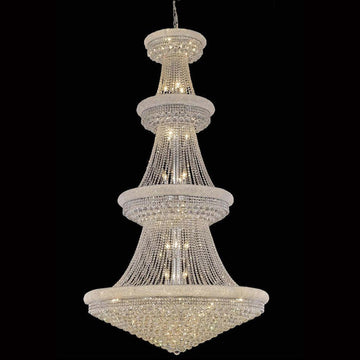48X86 Inch 42 Lights French Empire Chrome K9 Crystal Chandelier for High Ceilings