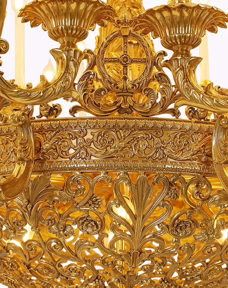 59X65 Inch 19th Century Extra Large French Brass Chandelier Antique Chandelier for Foyer