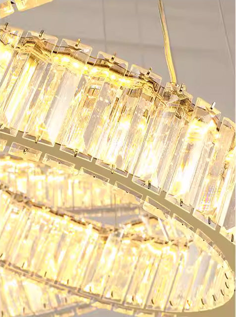 Custom Made 59'' Three Crystal Ring LED Chandelier Large Modern Chandelier for Hotel Lobby