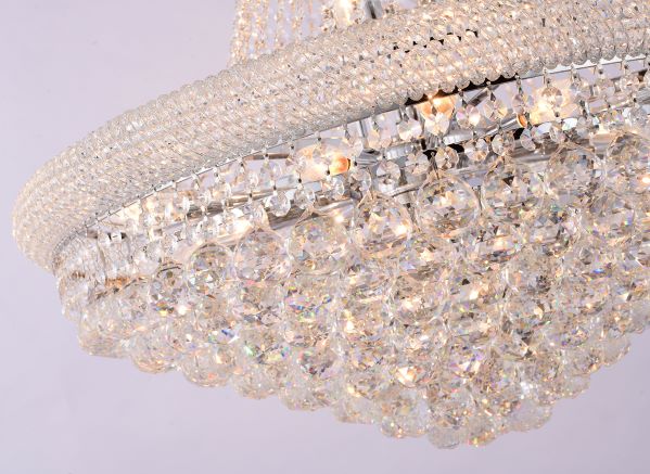 48X86 Inch 42 Lights French Empire Chrome K9 Crystal Chandelier for High Ceilings