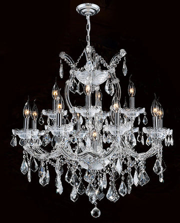 26'' Wide Chrome Chandelier Lights 13 Lights Maria Theresa Crystal Chandelier for Bedroom MT01L13C