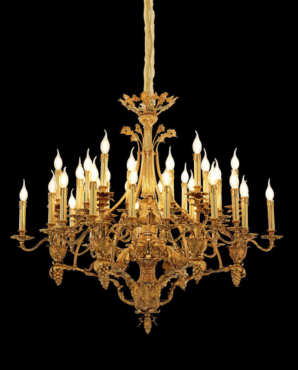 47X39 Inch 36 Lights Baroque Style Antique Brass Chandelier