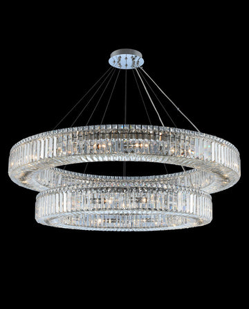(36+47) Inch Two Rings Crystal Chandelier Modern Living Room Chandelier