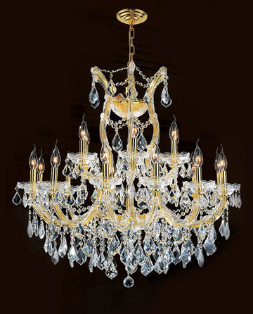 33'' Wide Gold Chandelier 19 Lights Maria Theresa Crystal Chandelier MT01L19G