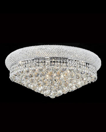 24'' Round Crystal Ceiling Light Empire Flush Mounted Crystal Chandelier
