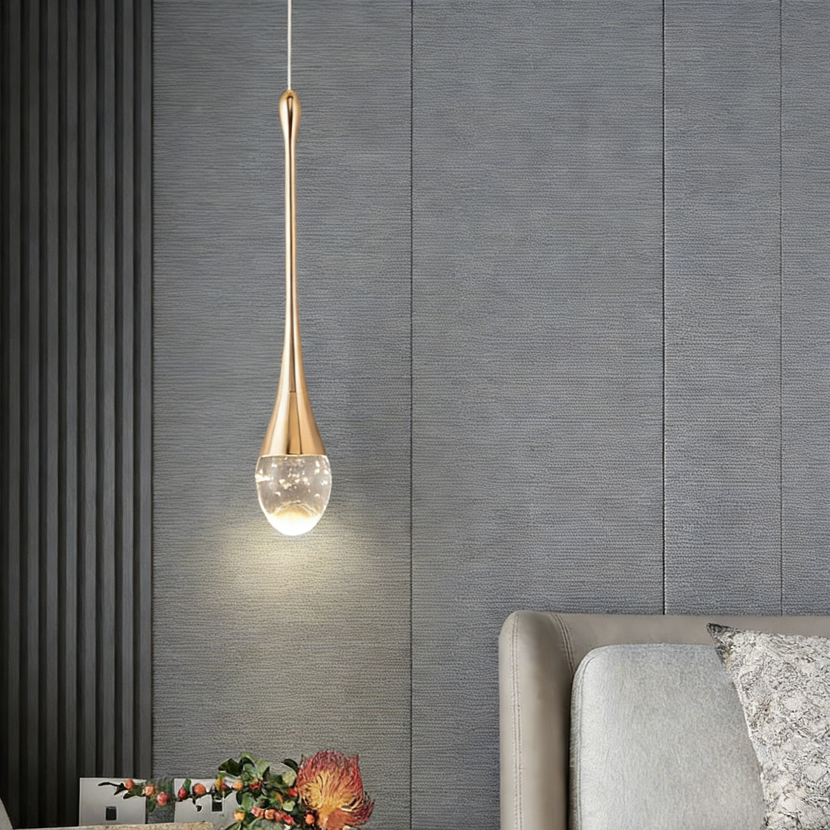 Crystal Ball Teardrop LED Single-Head Pendant Light