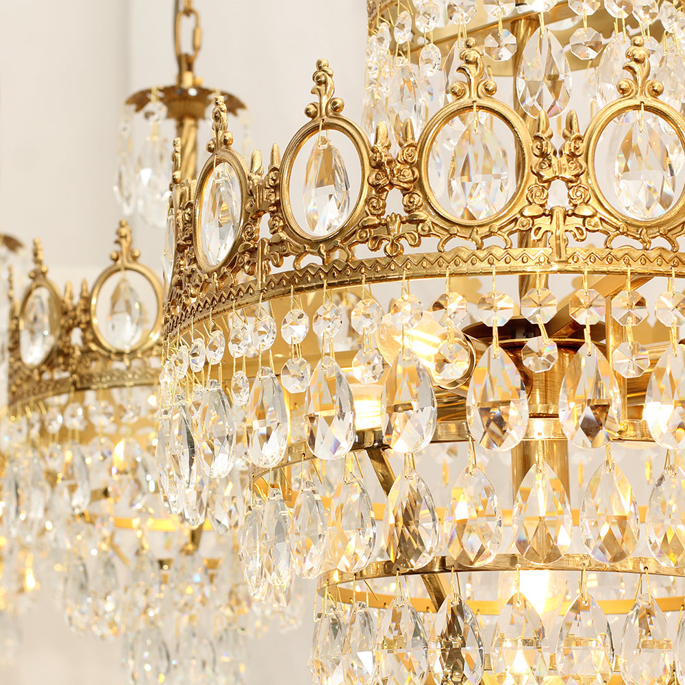 18 Inch Small Crystal Chandelier for Extrance Empire Style Brass Chandelier