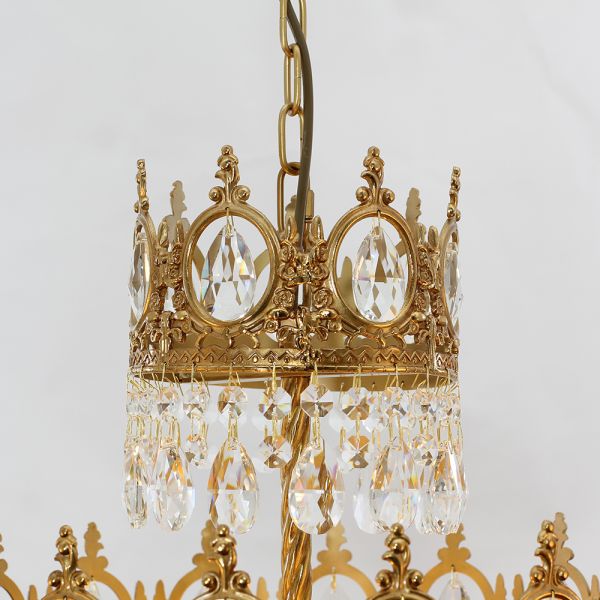 15 Inch Small Crystal Light French Empire Style Brass Crystal Chandelier