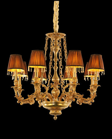 35X30 Inch 8 Lights Baroque Style Antique Copper Chandelier