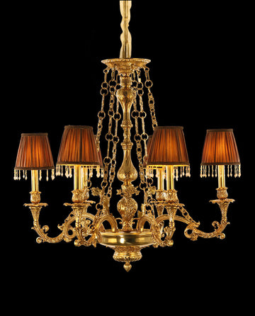 30X30 Inch 6 Lights Baroque Style Antique Copper Chandelier