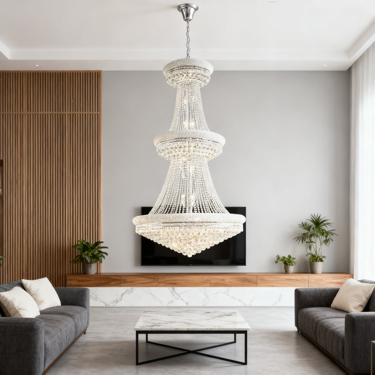42X72 Inch 48 Lights Elegant Empire K9 Crystal Chandelier