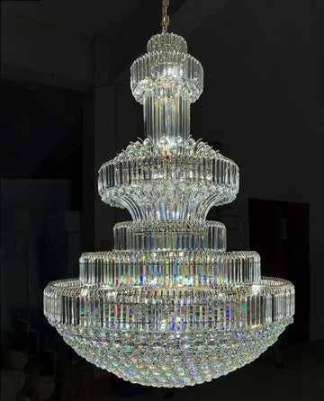 79X118 Inch Big Crystal Chandelier in Chrome Extra Large Foyer Chandelier Lighting