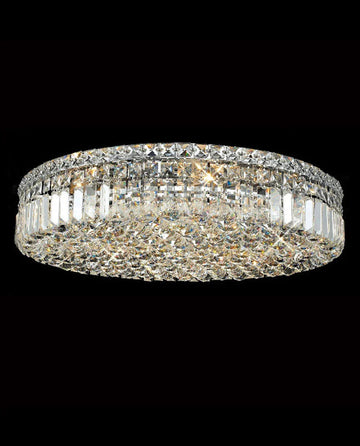 24'' Round Flush Mounted Chandelier Modern Crystal Ceiling Light