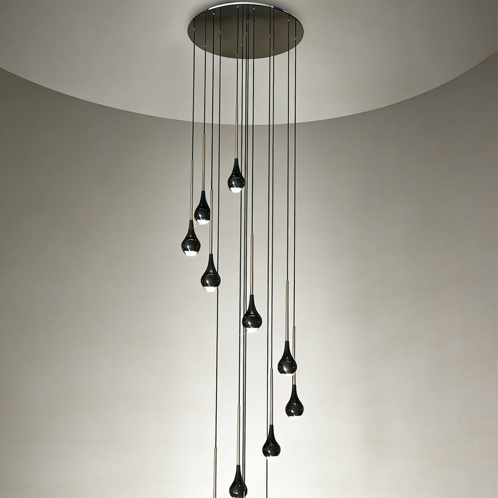 Raindrop-Shaped LED Stair Pendant Light