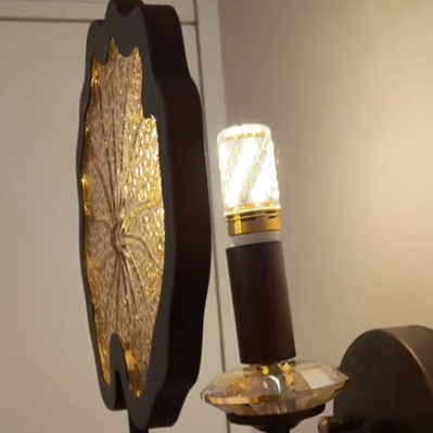 Lotus Leaf Pattern Art Glass Wall Sconce