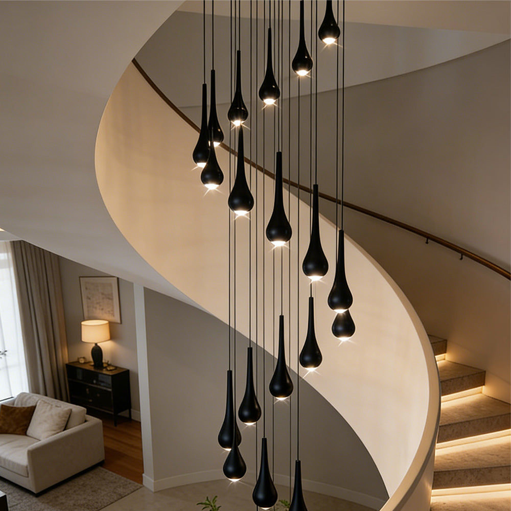Raindrop-Shaped LED Stair Pendant Light