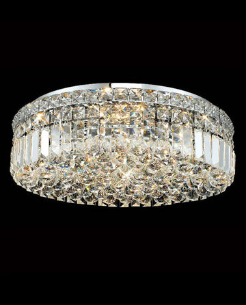 20'' Round Flush Mounted Chandelier Modern Crystal Ceiling Light