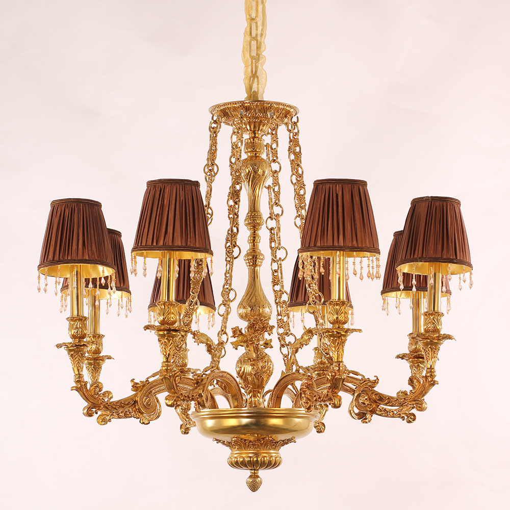 35X30 Inch 8 Lights Baroque Style Antique Copper Chandelier