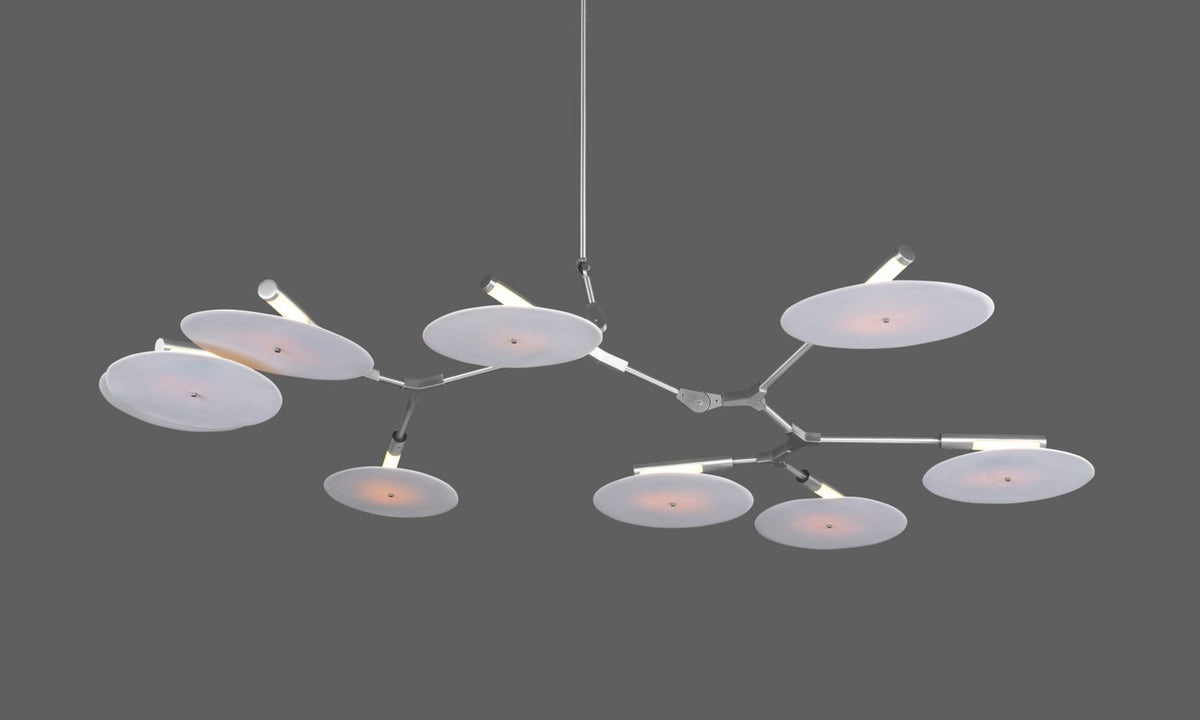 9 - light Branching Disc Flush mount - Brushed Brass / Porcelain - Kavker