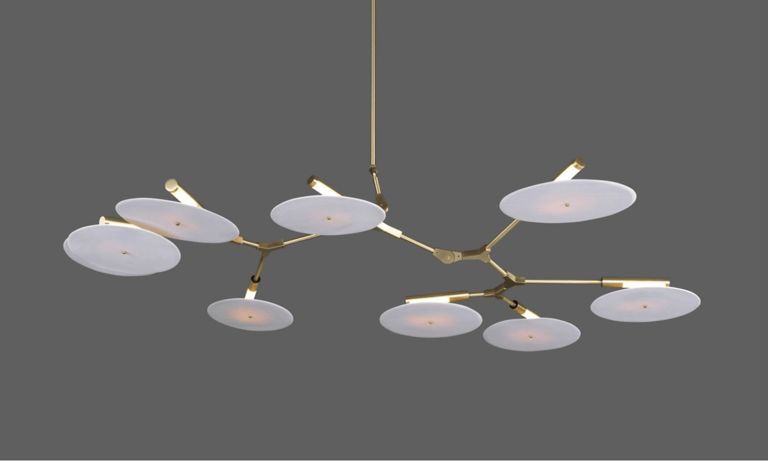 9 - light Branching Disc Flush mount - Brushed Brass / Porcelain - Kavker