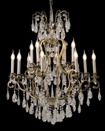 31'' Living Room Chandelier 12 Lights Antique Wrought Iron Crystal Chandelier Lighting WI01L12