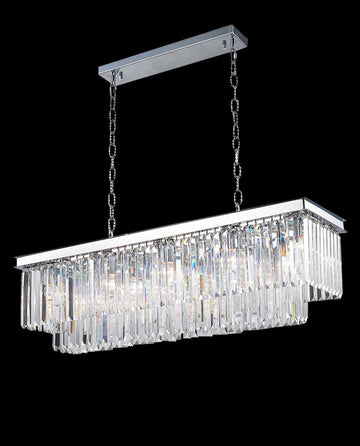 40 Inch Rectangle Chandelier Modern Crystal Chandelier Lighting for Dining Room
