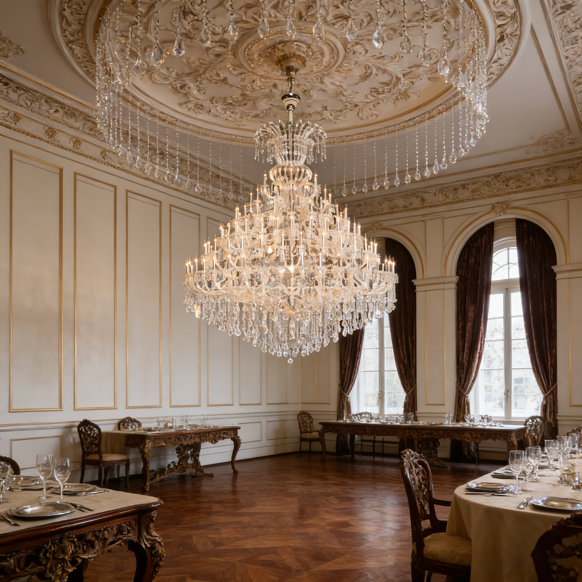 104X118 Inch Extra Large Maria Theresa Crystal Chandelier 140 Lights Candle Style Oversized Chandelier for Event Hall