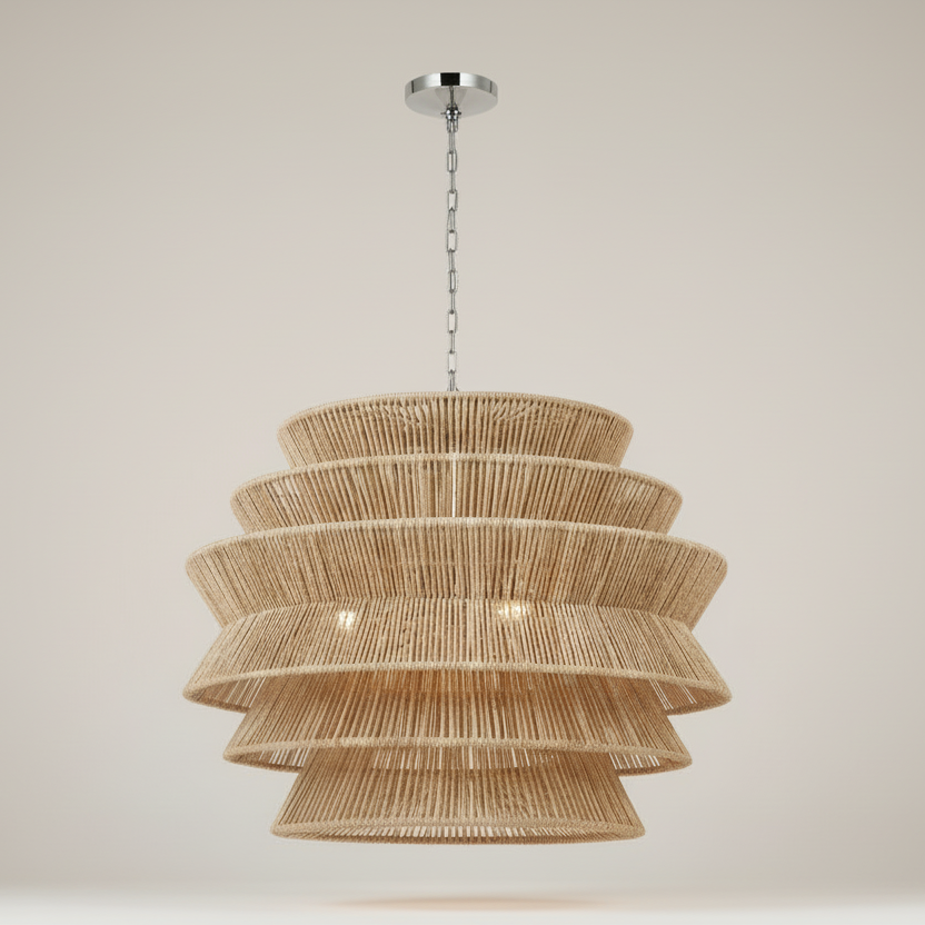 Antigua Drum Rattan Chandelier
