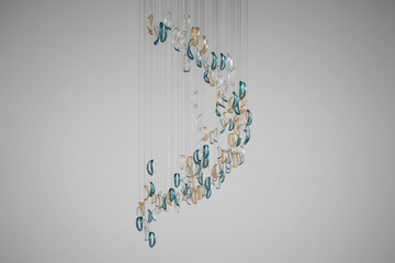 Designer Aqua Ripple Glass Art Customize Chandelier - Kavker