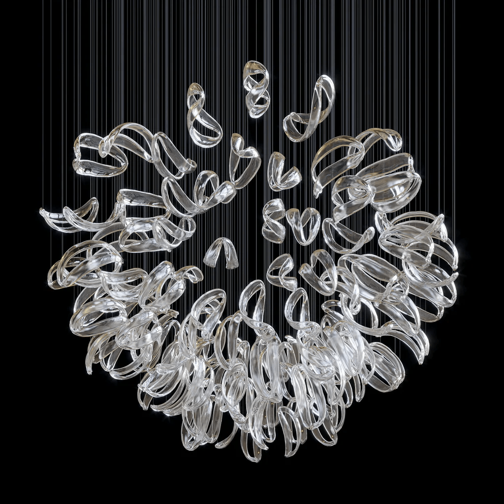 Designer Aqua Ripple Glass Art Customize Chandelier - Kavker
