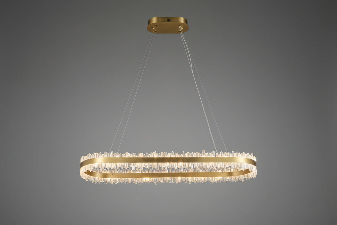 Modern 47 Inch Linear Chandelier Modern Quartz Crystal Chandelier for Dining Room - Kavker