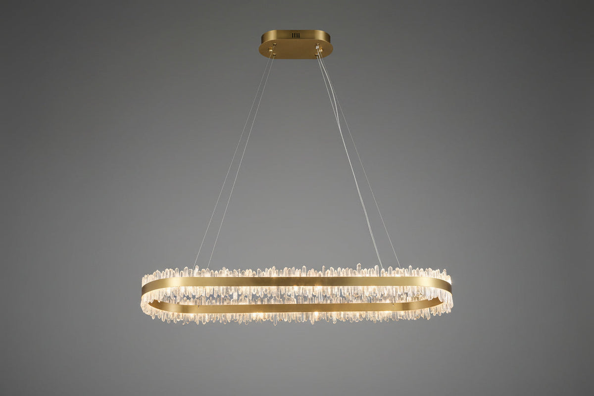 Modern 47 Inch Linear Chandelier Modern Quartz Crystal Chandelier for Dining Room - Kavker