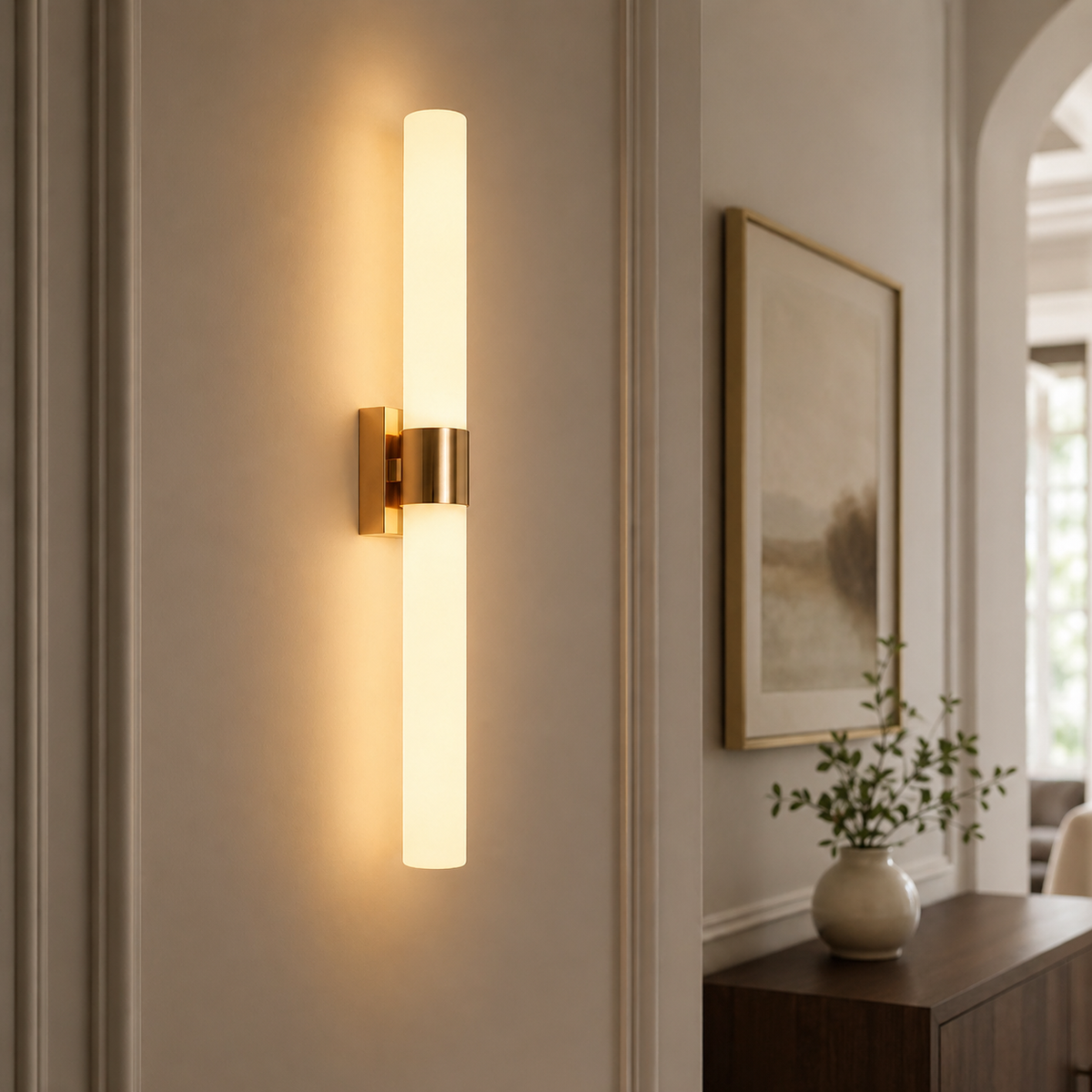 Milk Glass Linear Wall Sconce