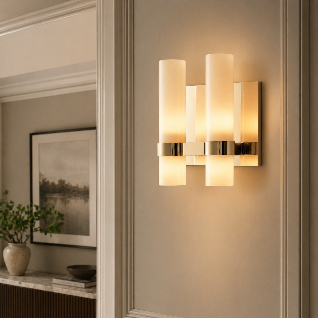 Milk Glass Double Wall Sconce
